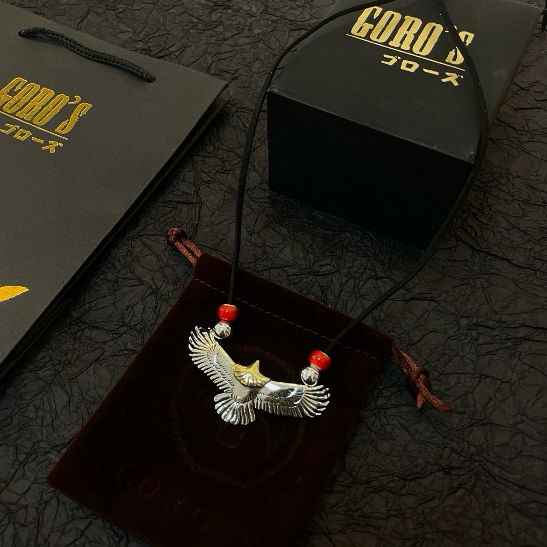 批  【新品上架】Goro’s高桥吾郎老鹰吊坠，经典鹿皮绳红琉璃项链，顶级版本，认准独家拍摄，主攻高端市