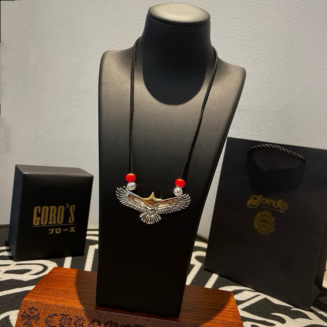 批  【新品上架】Goro’s高桥吾郎老鹰吊坠，经典鹿皮绳红琉璃项链，顶级版本，认准独家拍摄，主攻高端市