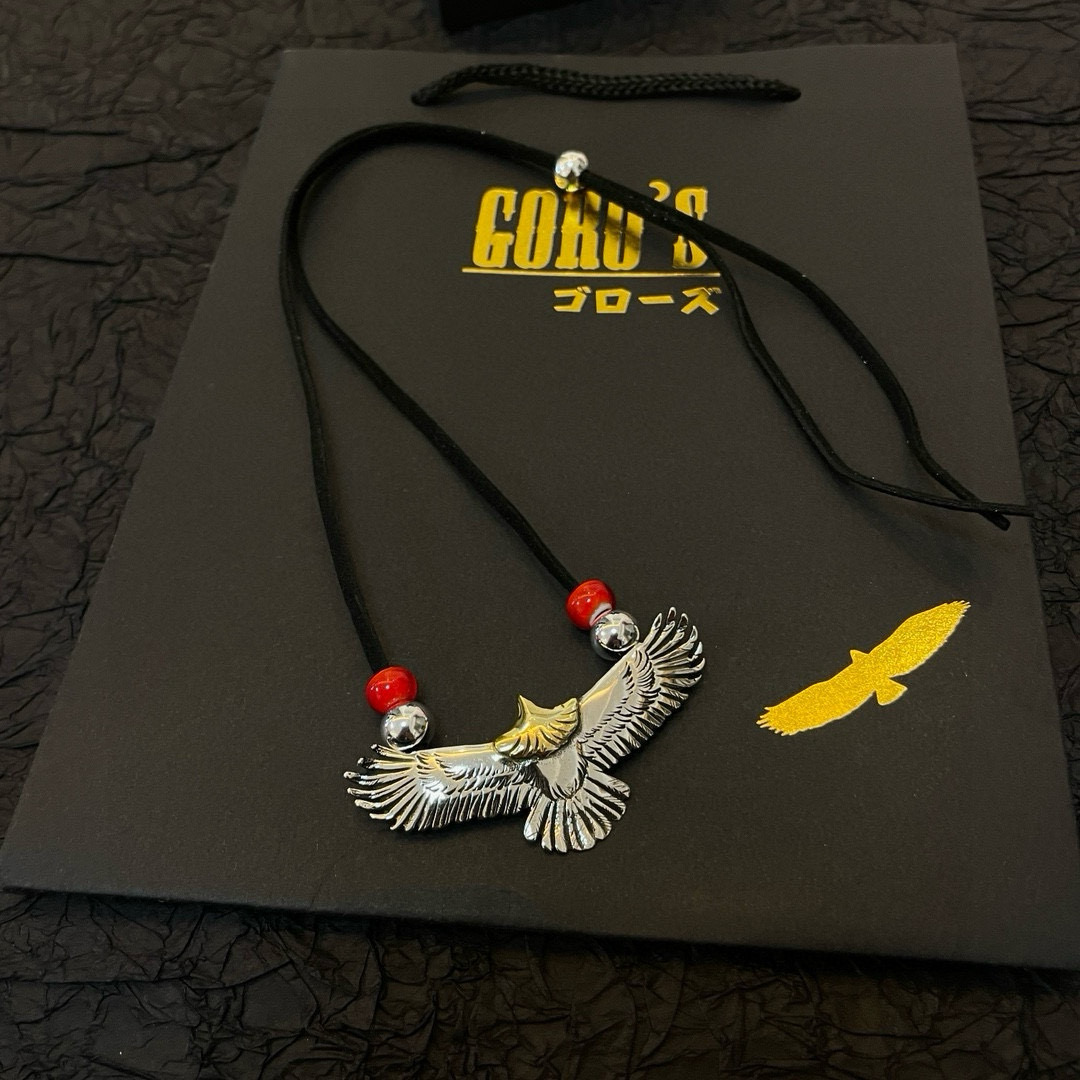 批  【新品上架】Goro’s高桥吾郎老鹰吊坠，经典鹿皮绳红琉璃项链，顶级版本，认准独家拍摄，主攻高端市