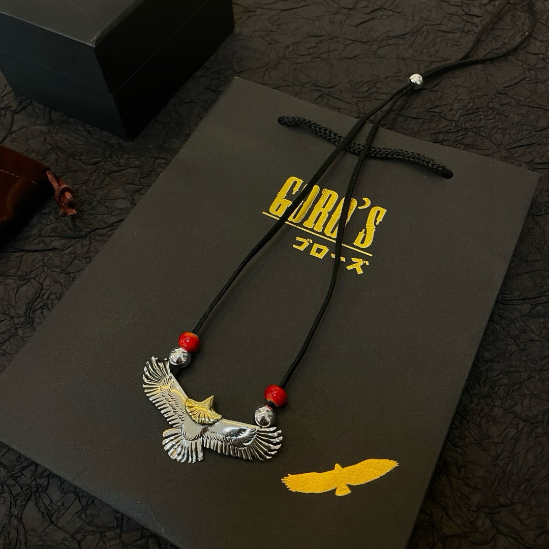批  【新品上架】Goro’s高桥吾郎老鹰吊坠，经典鹿皮绳红琉璃项链，顶级版本，认准独家拍摄，主攻高端市
