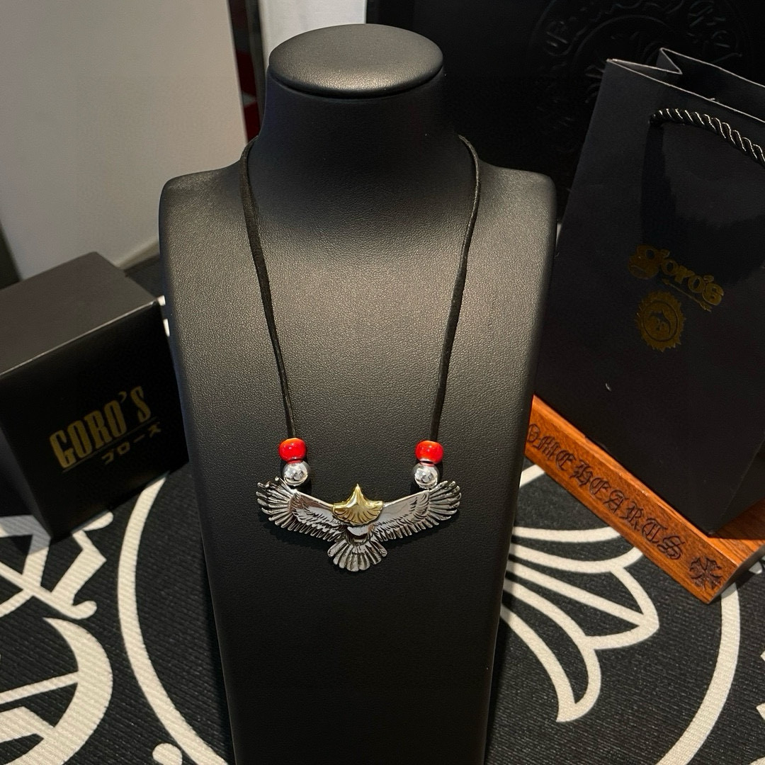 批  【新品上架】Goro’s高桥吾郎老鹰吊坠，经典鹿皮绳红琉璃项链，顶级版本，认准独家拍摄，主攻高端市