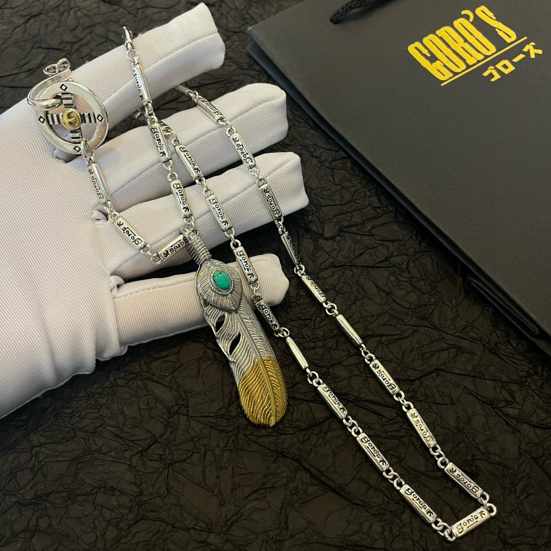   【新品上架】Goro’s高桥吾郎复古松石羽毛吊坠 高桥经典项链  顶级版本 认准独家拍摄 主攻高端市