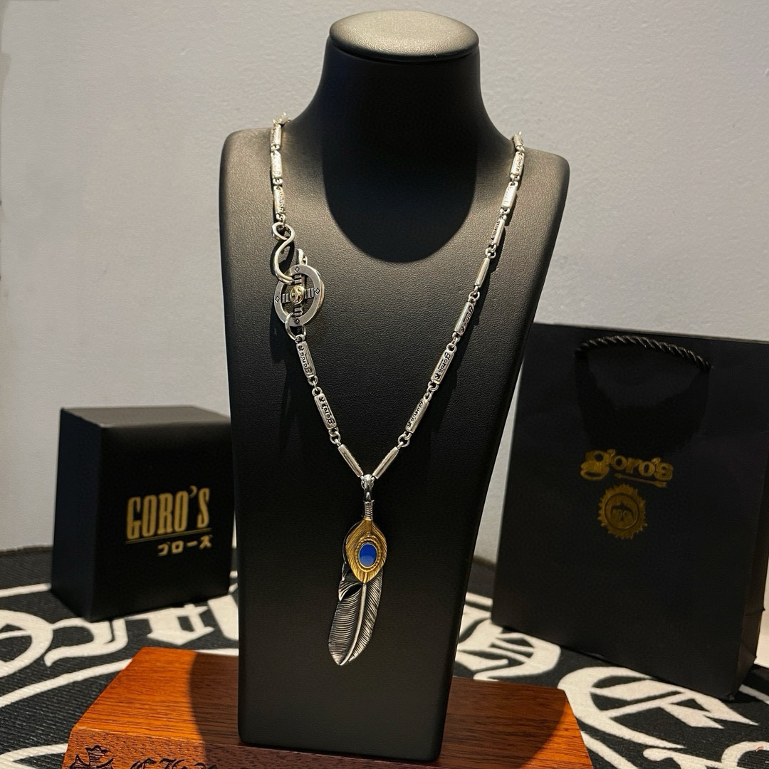 批    【新品上架】Goro’s高桥吾郎松石羽毛吊坠，高桥吾郎竹节项链，顶级版本，认准独家拍摄，主攻高