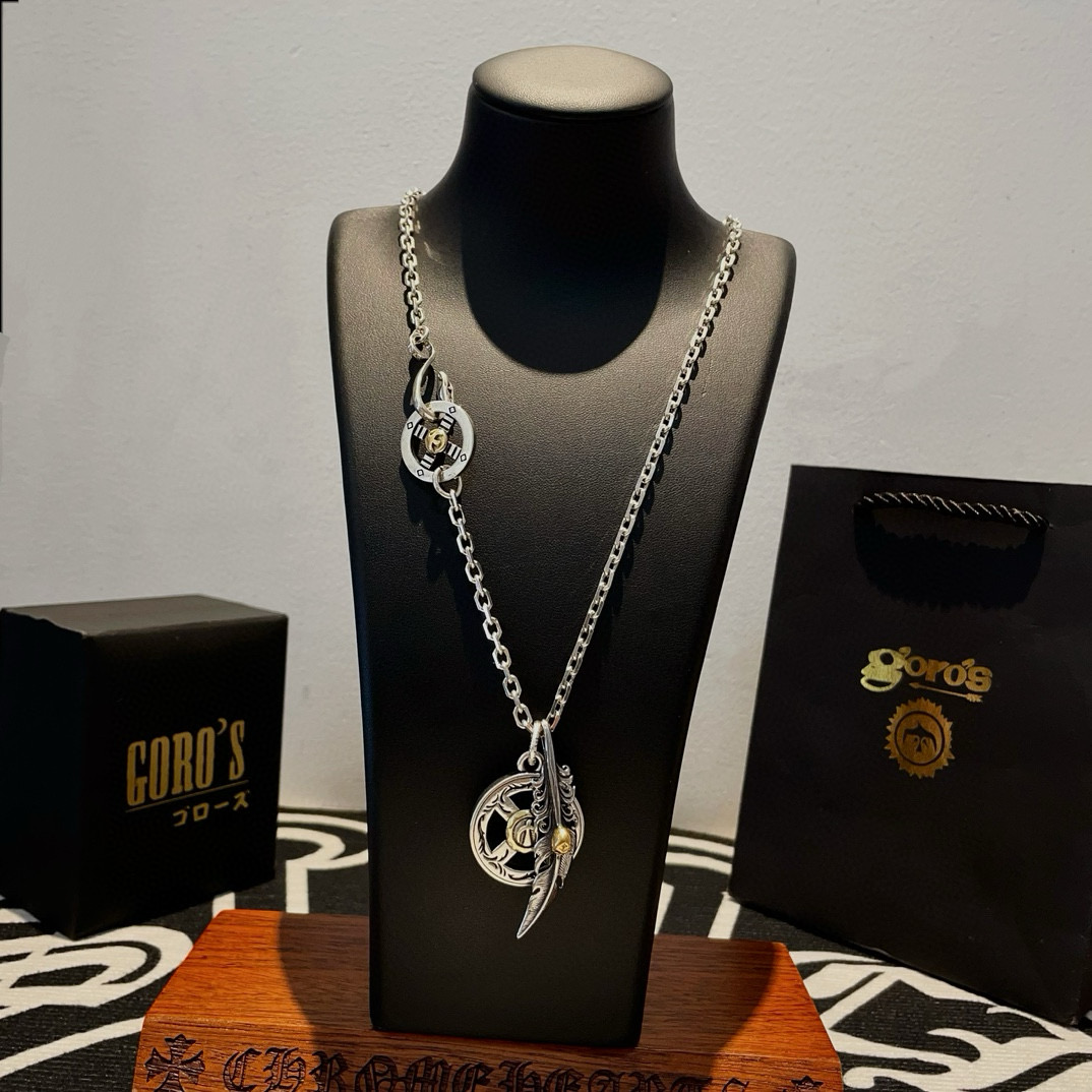     【新品上架】Goro’s高桥吾郎圆牌羽毛吊坠，高桥经典项链，顶级版本，认准独家拍摄，主攻高端市场
