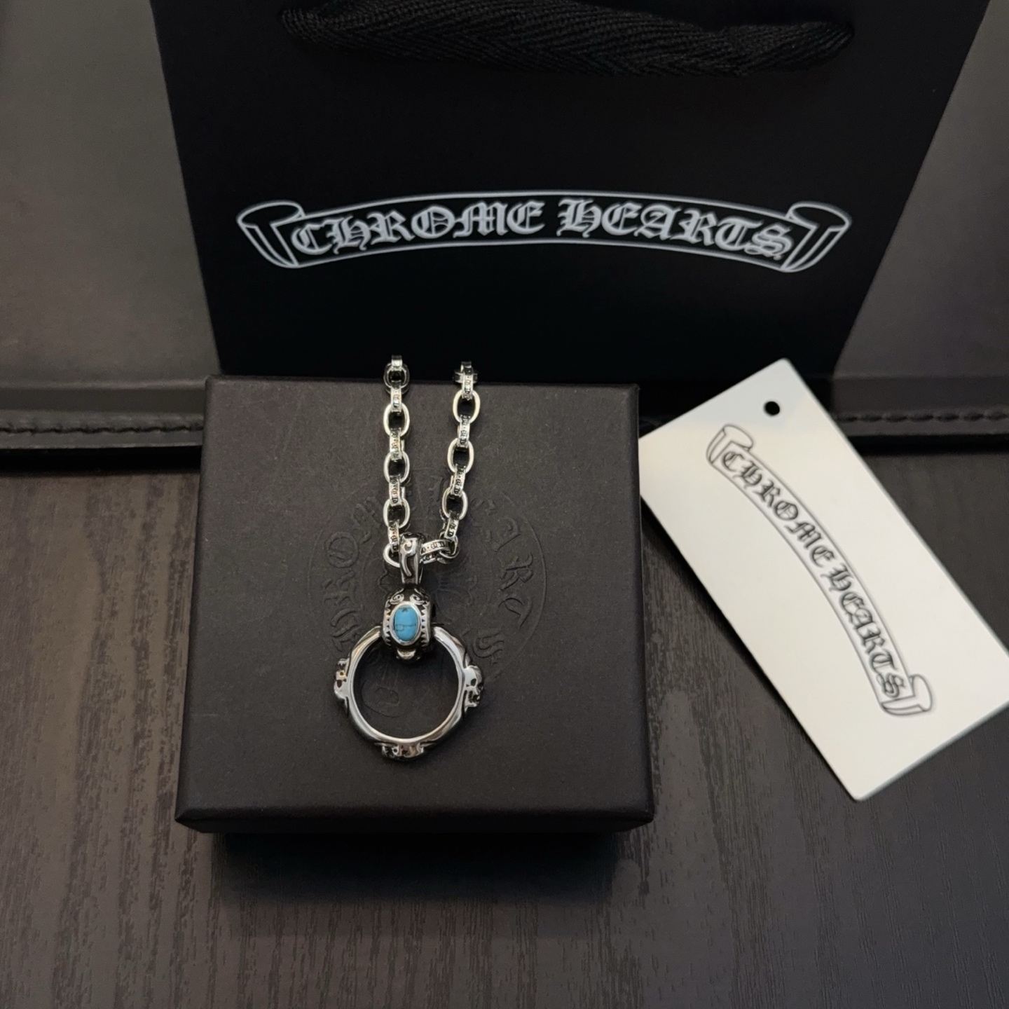  新款【专柜品质】Chrome Hearts克罗心复古十字架项链 圆环吊坠 凹凸造型不同的花纹设计风格 