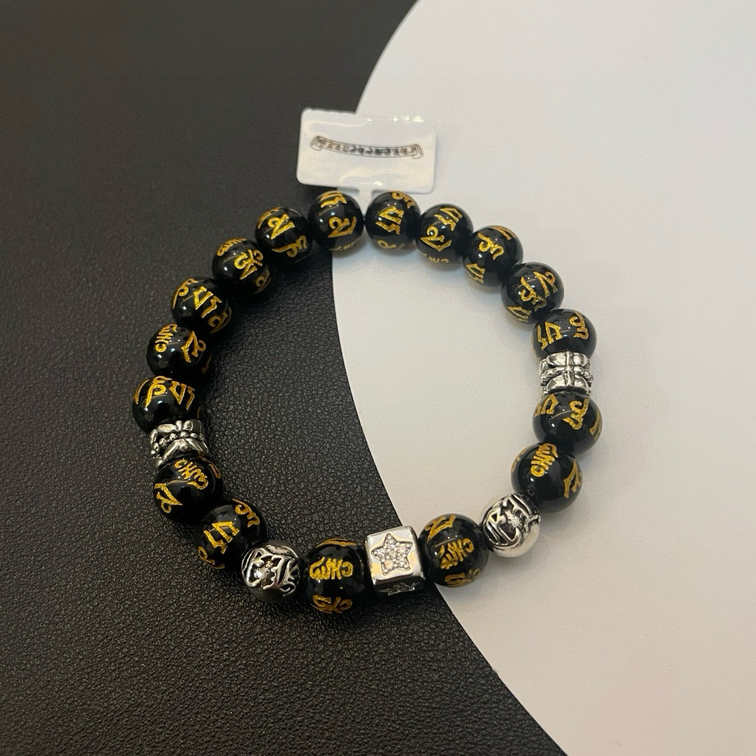 批 新款【专柜品质】Chrome Hearts克罗心 经典复古多元素 虎眼石手链 凹凸造型不同的花纹设计
