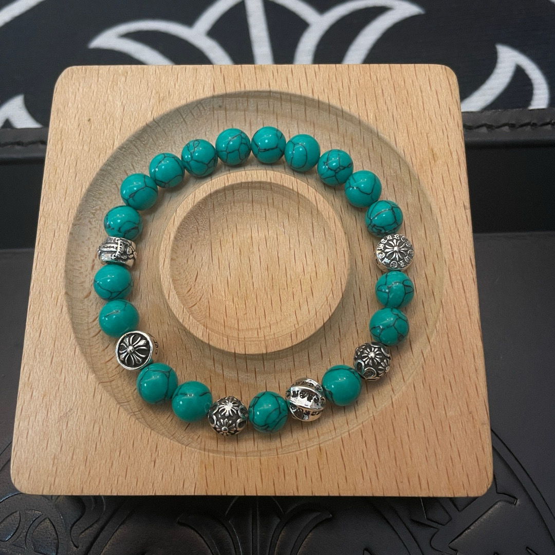 批 新款【专柜品质】Chrome Hearts克罗心 经典复古多元素绿松石手串手链 ，小红书热款，凹凸造