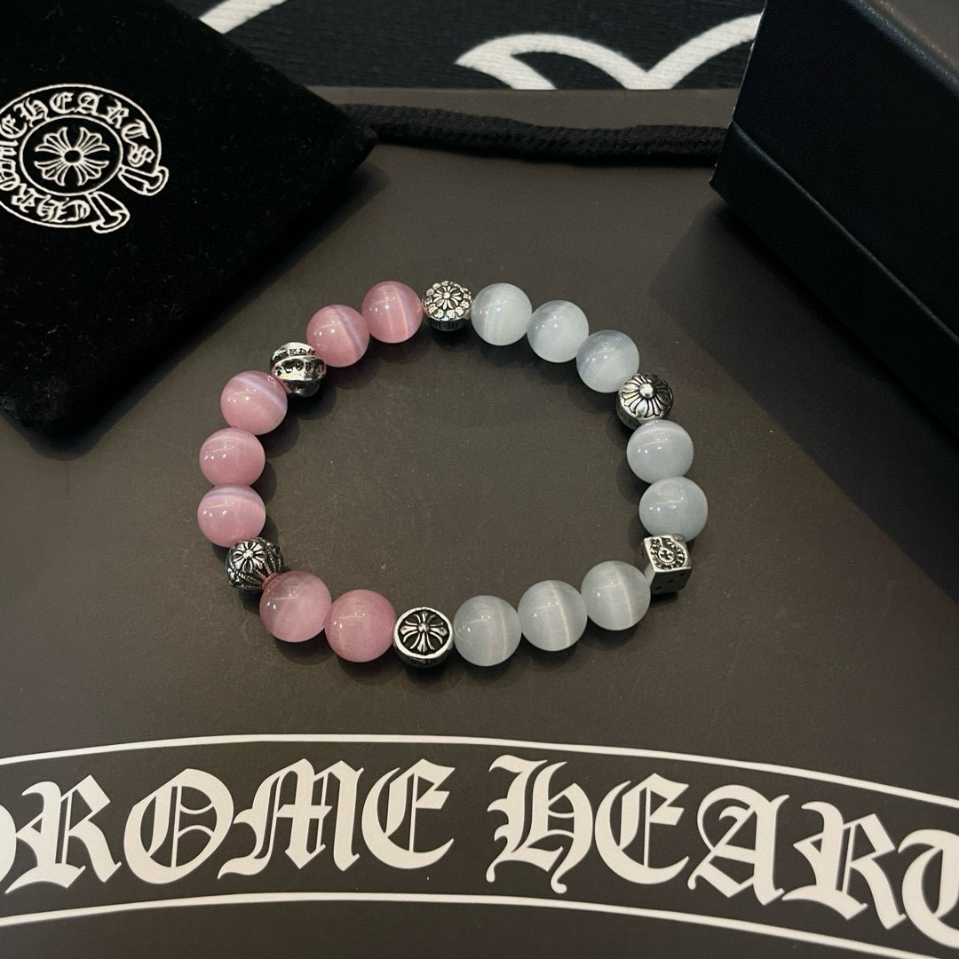  新款【专柜品质】Chrome Hearts克罗心 经典复古多元素手链拼色手串手链，凹凸造型不同的花纹设