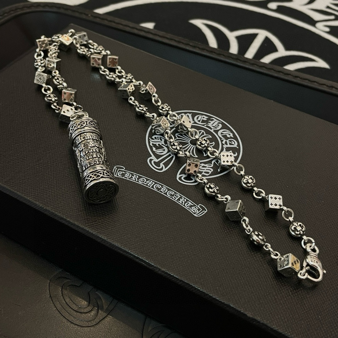 批 抖音/快手/ins/小红书/直播热门 ，新款【专柜品质】Chrome Hearts克罗心花球骰子项链