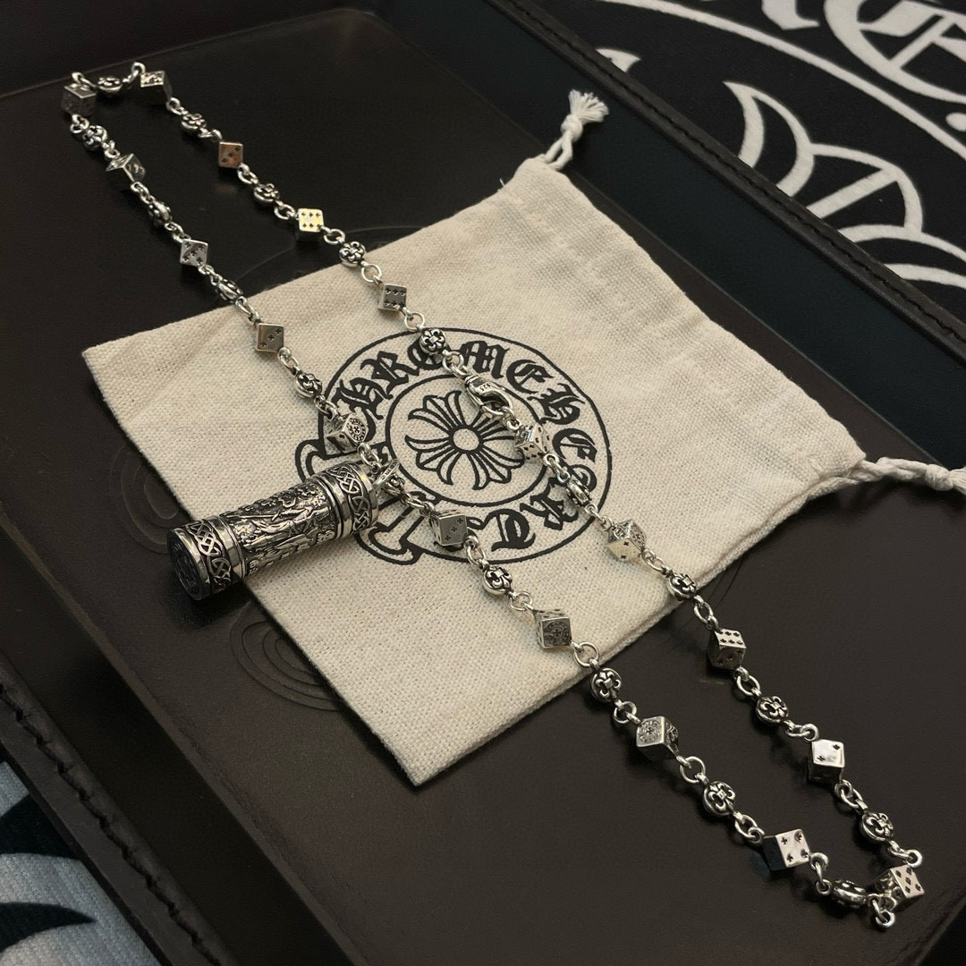 批 抖音/快手/ins/小红书/直播热门 ，新款【专柜品质】Chrome Hearts克罗心花球骰子项链