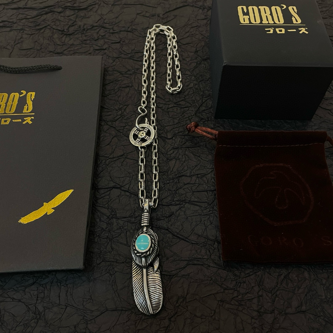  【新品上架】Goro’s高桥吾郎松石羽毛吊坠，高桥经典字母项链，顶级版本，认准独家拍摄，主攻高端市场 