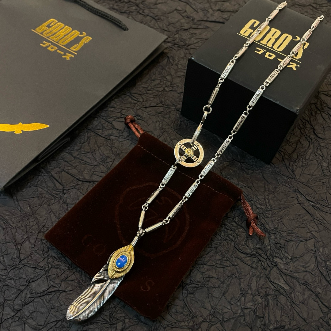     【新品上架】Goro’s高桥吾郎松石羽毛吊坠，高桥吾郎竹节项链，顶级版本，认准独家拍摄，主攻高端