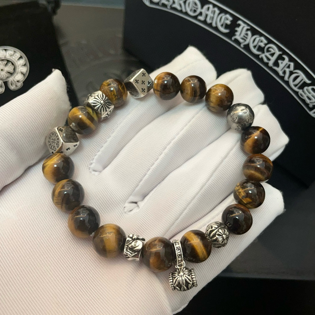  新款【专柜品质】Chrome Hearts克罗心经典复古多元素虎眼石手串手链 ，快手/ins/小红书热