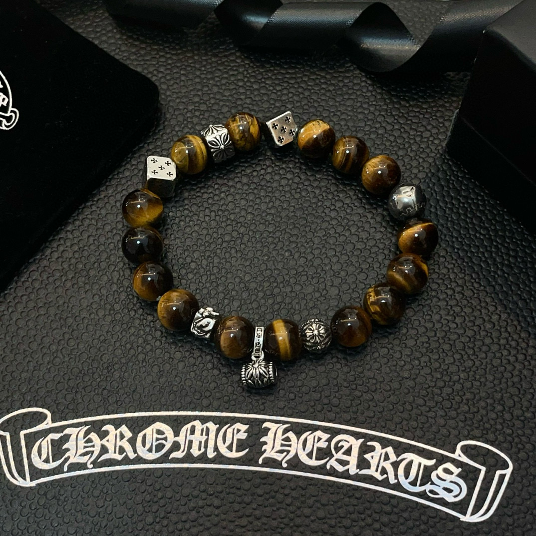  新款【专柜品质】Chrome Hearts克罗心经典复古多元素虎眼石手串手链 ，快手/ins/小红书热