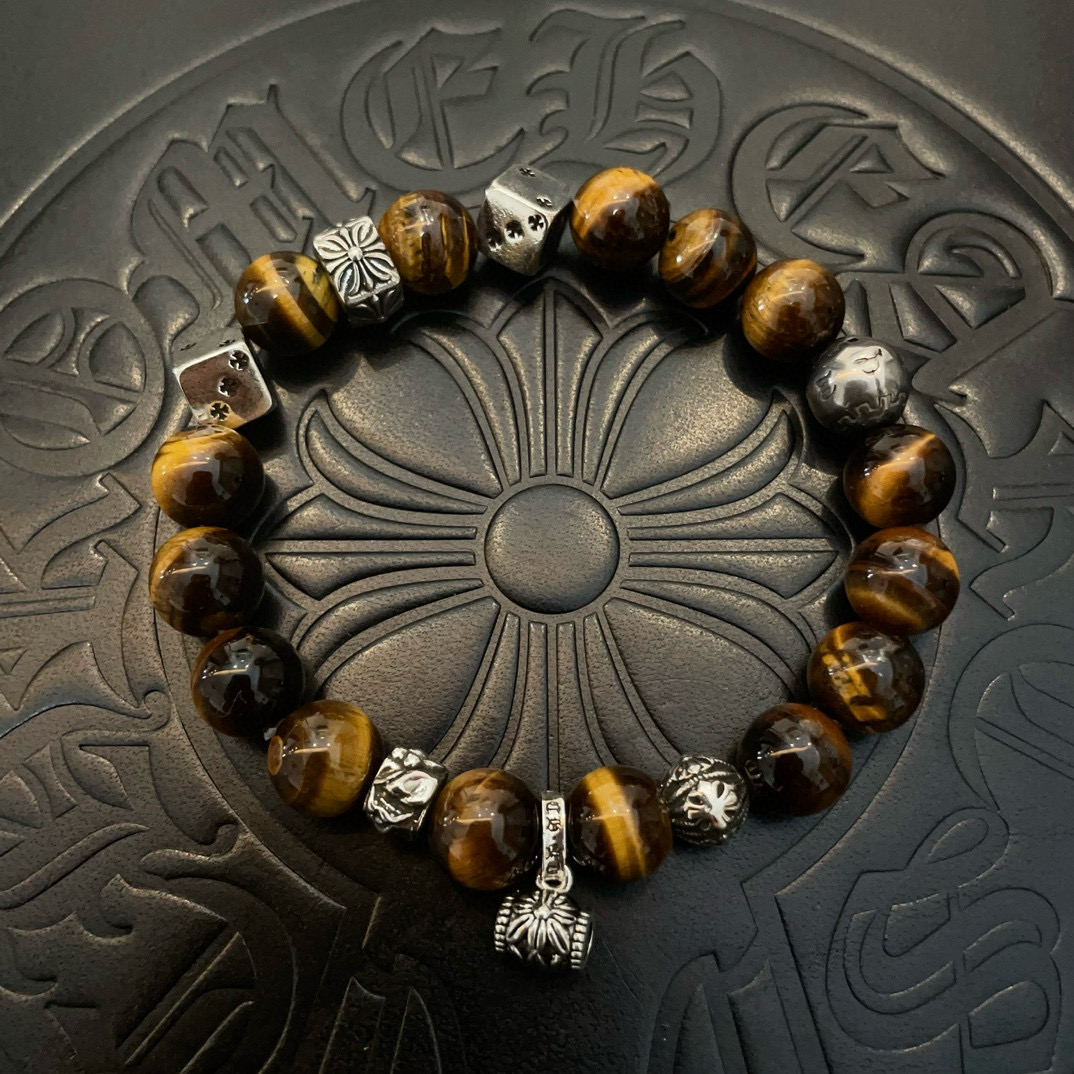  新款【专柜品质】Chrome Hearts克罗心经典复古多元素虎眼石手串手链 ，快手/ins/小红书热