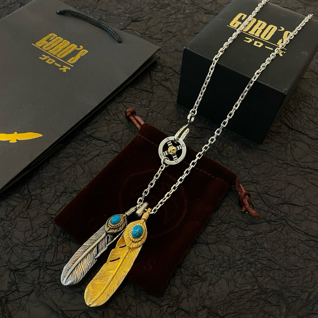 批 【新品上架】Goro’s高桥吾郎松石双羽毛吊坠，高桥经典项链，顶级版本，认准独家拍摄，主攻高端市场 