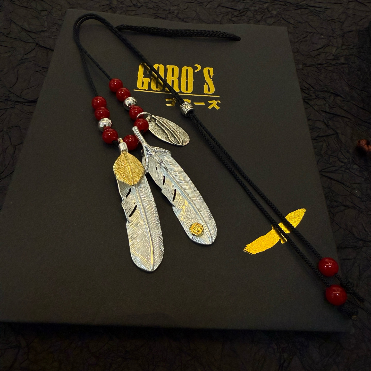 【新品上架】Goro’s高桥吾郎点羽毛皮绳项链，可调节长短，顶级版本，认准独家拍摄，主攻高端市场 ，快手