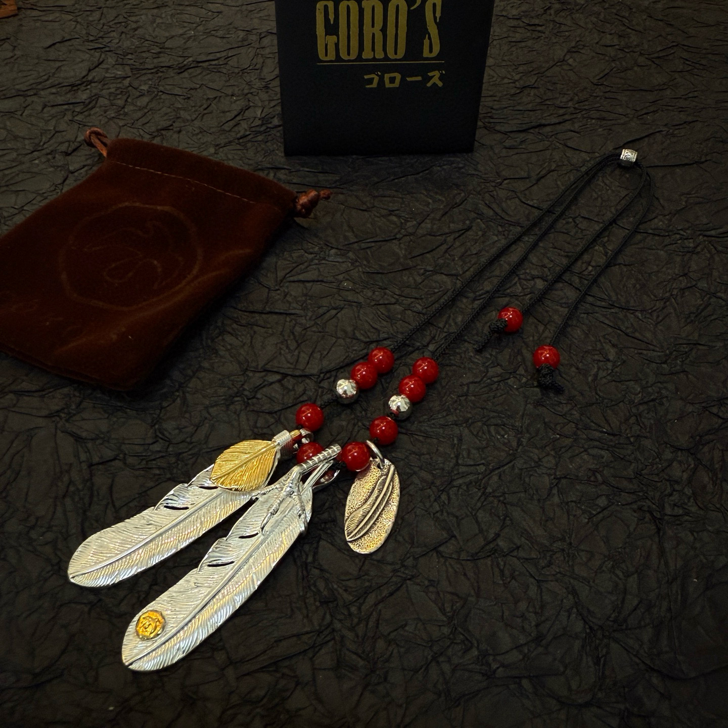 【新品上架】Goro’s高桥吾郎点羽毛皮绳项链，可调节长短，顶级版本，认准独家拍摄，主攻高端市场 ，快手