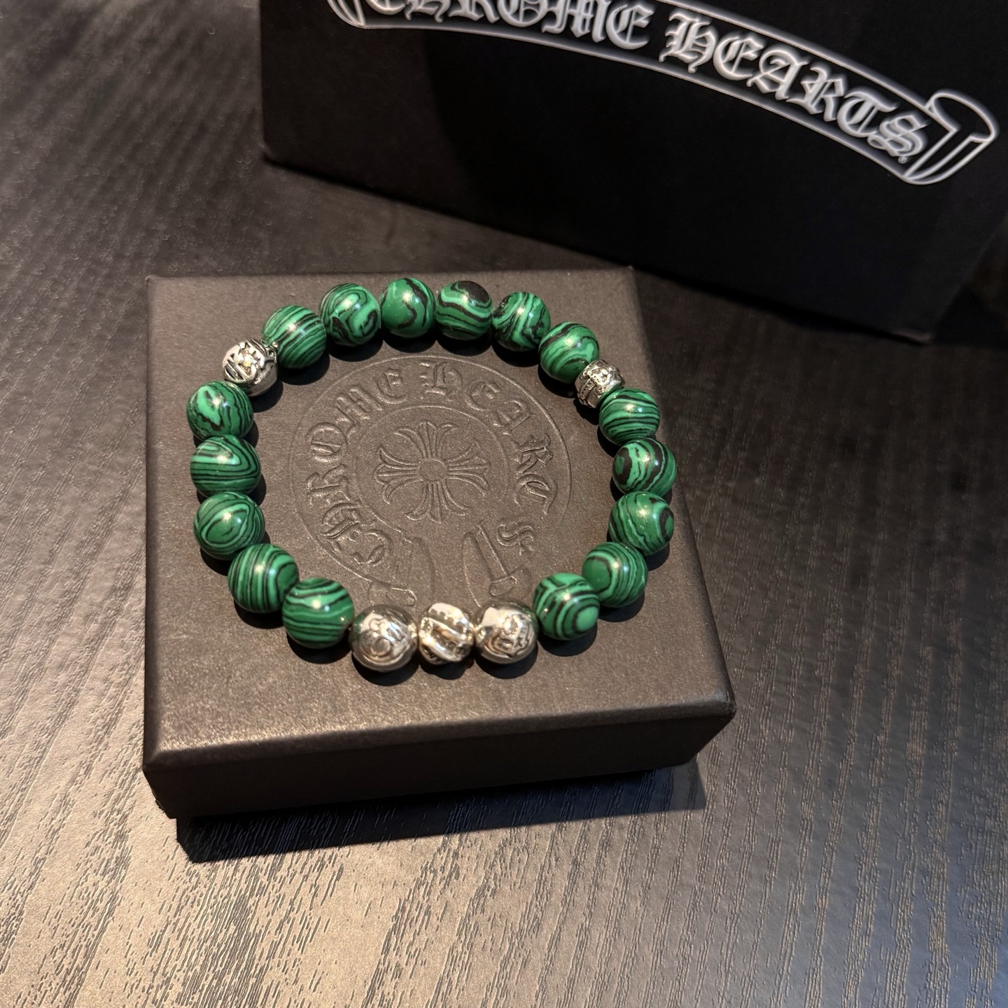 新款【专柜品质】Chrome Hearts克罗心 经典复古多元素孔雀石手串手链 ，快手/ins/小红书热
