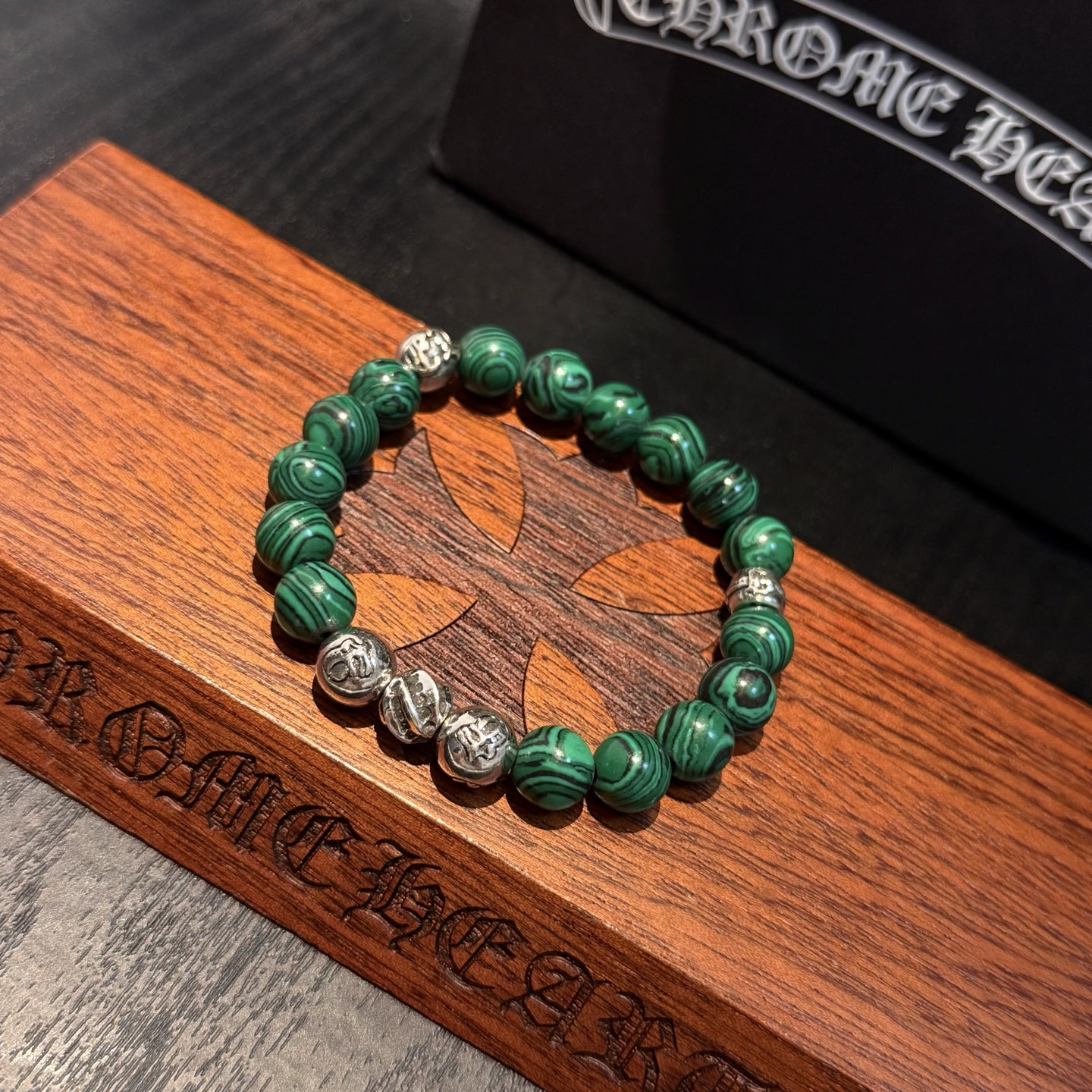 新款【专柜品质】Chrome Hearts克罗心 经典复古多元素孔雀石手串手链 ，快手/ins/小红书热