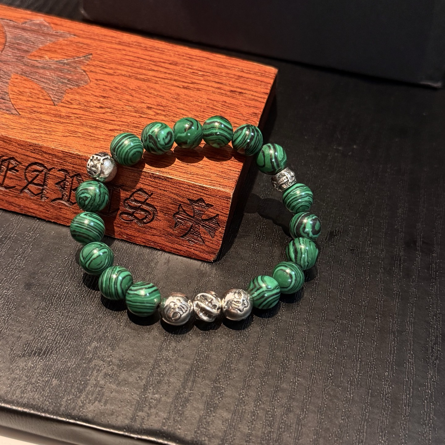 新款【专柜品质】Chrome Hearts克罗心 经典复古多元素孔雀石手串手链 ，快手/ins/小红书热
