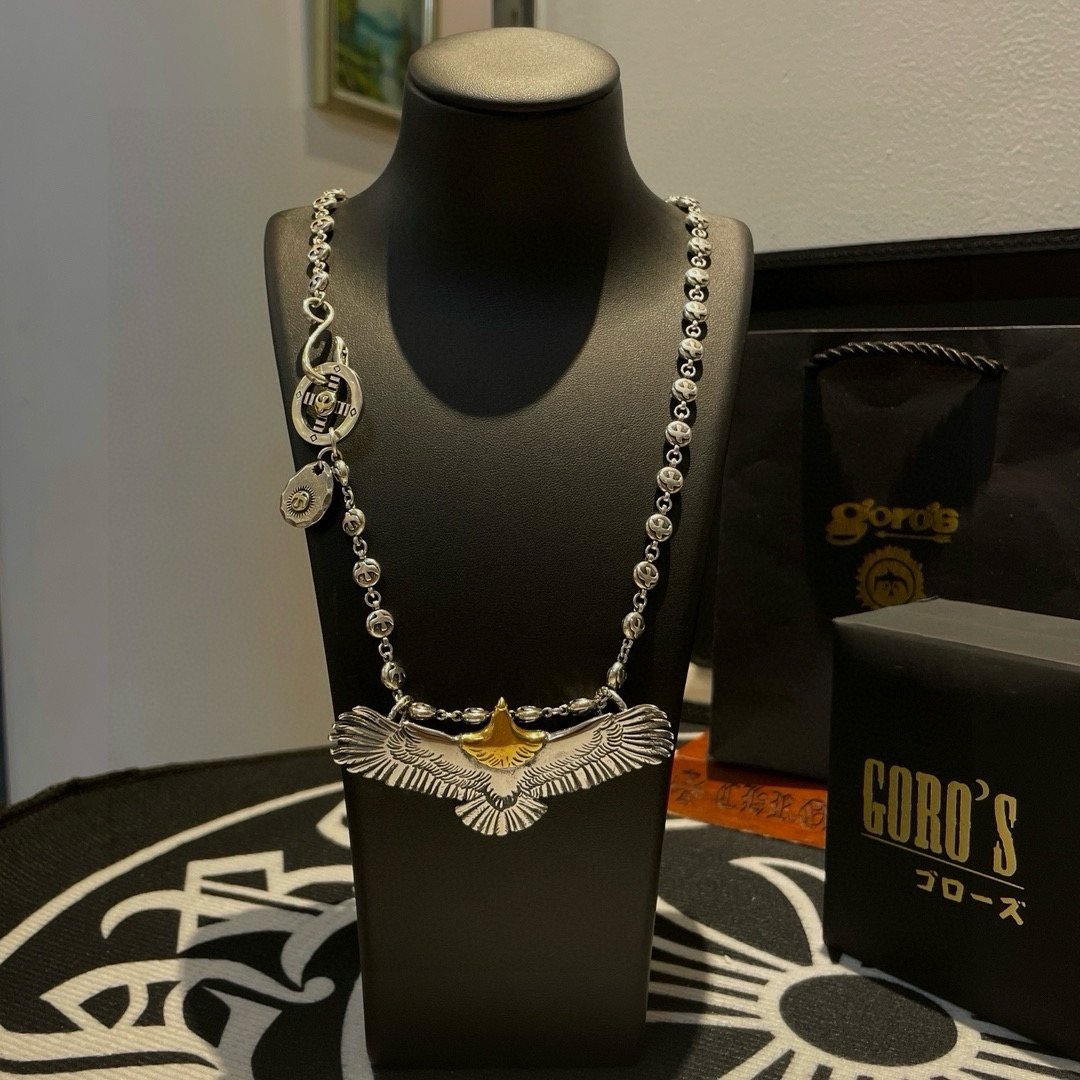 NO:381241,[New Products are on the Shelves] Goro Takahashi's classic necklace, flying eagle pendant, top version, accurate exclusive shooting, focus on the high-end market, absolutely different from the ordinary version!  The details of the picture product are consistent with ZP!  Original production process, precision quality, purely handmade, authentic model opening, fashion essentials, both men and women can wear, same couple style, rock punk silver style, retro elements, trendy and versatile, same style on the official website, fine jewelry, necklace19860909【新品上架】Goro’s高桥吾郎经典项链 飞鹰吊坠 顶级版本 认准独家拍摄 主攻高端市场 绝对区别普通版本！图片产品细节与ZP一致！原版制作工艺 精工品质 纯手工打造 ～正品开模潮流时尚必备 男女均可佩戴 情侣款同款 摇滚朋克泰银风格 复古元素 潮流百搭 官网同款,饰品精品,necklace,Jewelry