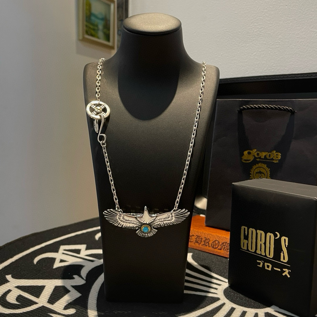 NO:381308,Comment [New Products on Shelves] Goro Takahashi Goro Retro Takahashi Eagle Pendant Takahashi Classic Necklace Top Version Accurately Exclusive Shot Mainly Focus on the High-end Market and Absolutely Different from the Ordinary Version!  The details of the picture product are consistent with ZP!  Original production process, precision quality, purely handmade, authentic model opening, fashion essentials, both men and women can wear, same couple style, rock punk silver style, retro elements, trendy and versatile, same style on the official website, fine jewelry, necklace19860909批【新品上架】Goro’s高桥吾郎 复古松石老鹰吊坠 高桥经典项链 顶级版本 认准独家拍摄 主攻高端市场 绝对区别普通版本！图片产品细节与ZP一致！原版制作工艺 精工品质 纯手工打造 ～正品开模潮流时尚必备 男女均可佩戴 情侣款同款 摇滚朋克泰银风格 复古元素 潮流百搭 官网同款,饰品精品,necklace,Jewelry