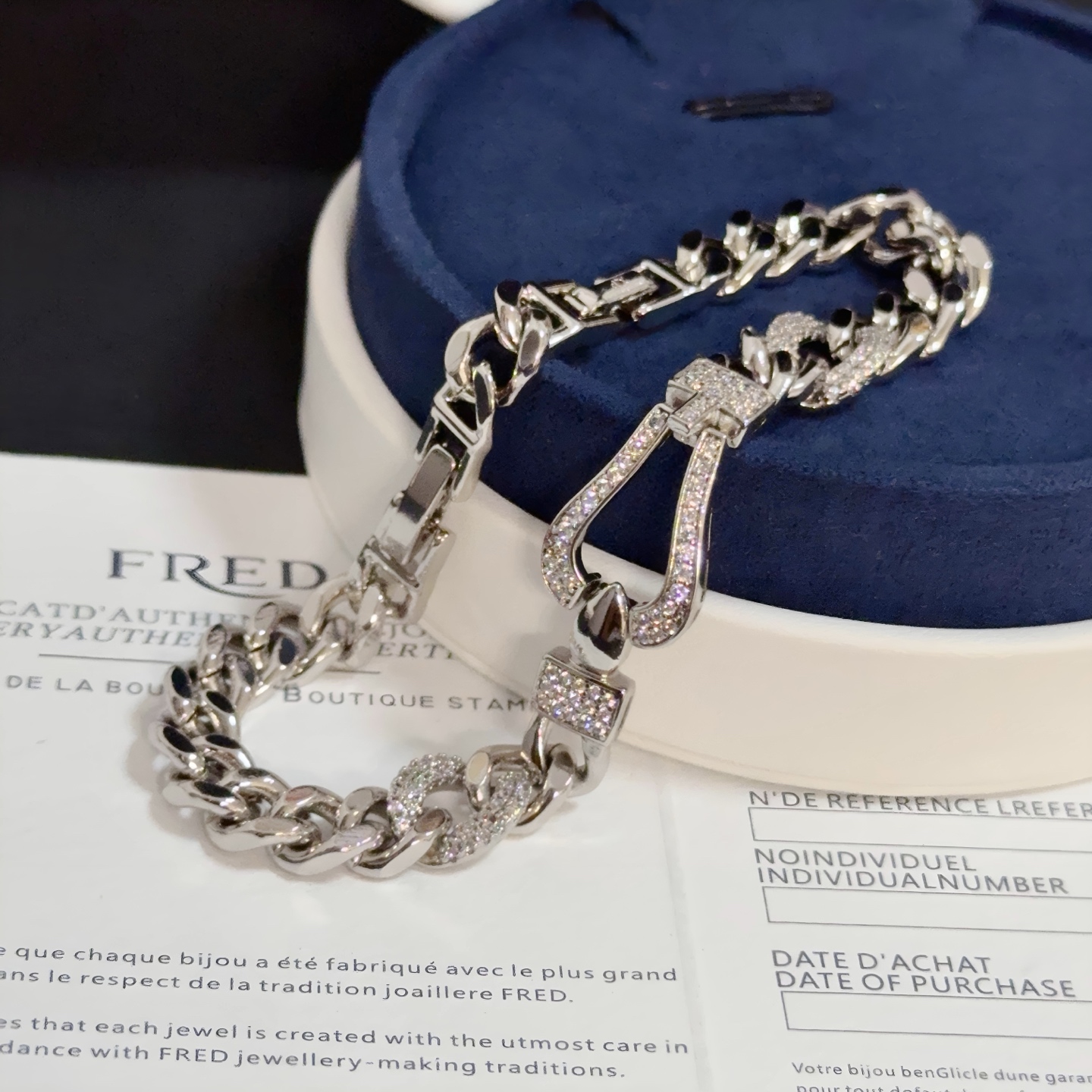 Fred 火爆 𝗙𝗥𝗘𝗗 费雷德镶钻马蹄扣手链 百搭 达人 一族备必‬单品 1：1对版定制