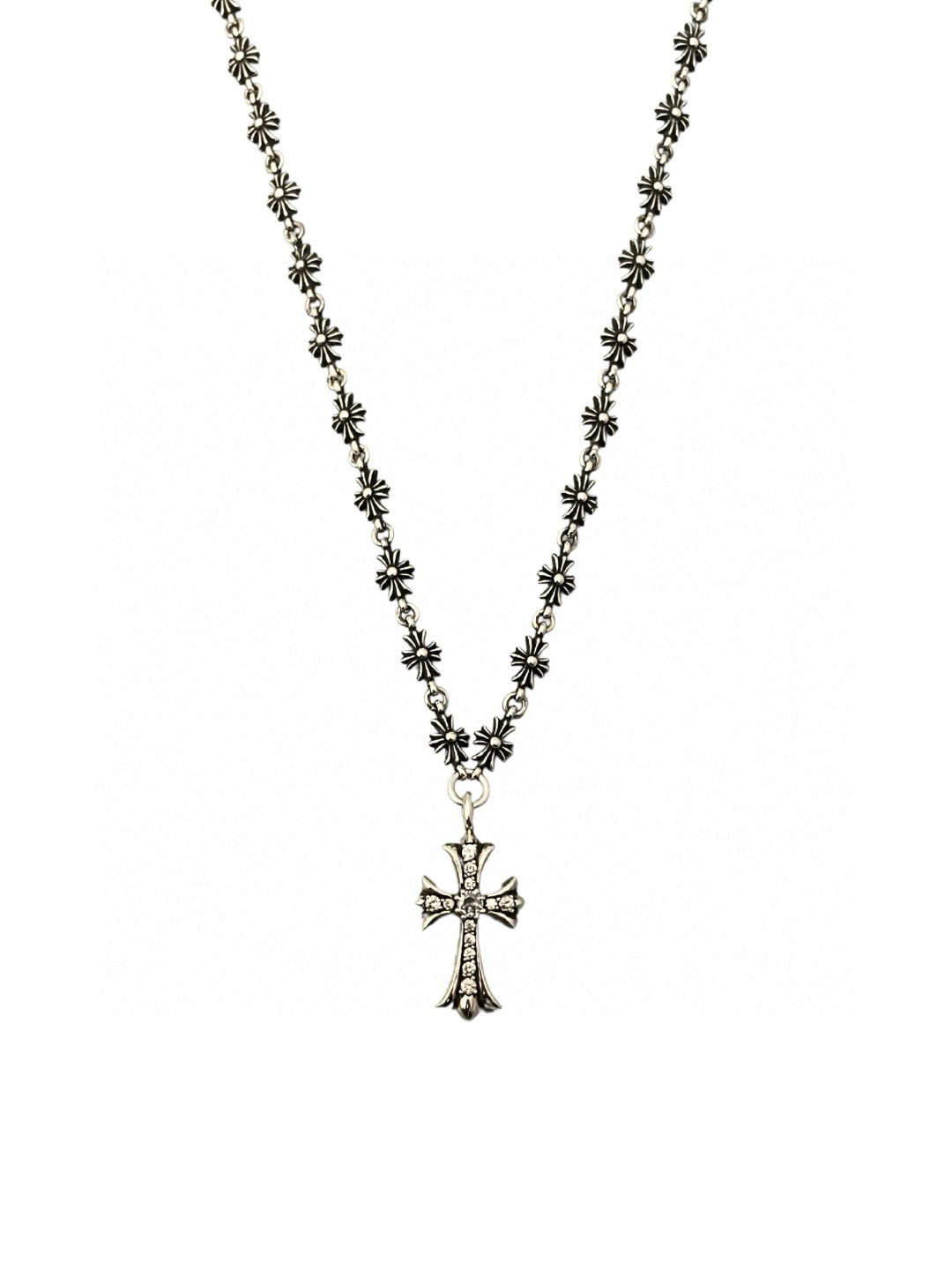 NO:543037,Croxin Blue Zircon Cross Chain Full Sapphire Zircon Cross Flower Tiny Integrated Chain The charm of sapphire zircon really can't stand it. It's a look and you'll fall~ size55cm Number: 100980, jewelry quality, chrome hearts19860909克罗心 蓝锆石十字架套链 满蓝宝锆石十字花tiny 一体链 蓝宝石锆石的魅力真的扛不住 属于多看一眼就会沦陷～ size55cm 编号: 100980,饰品精品,chrome hearts,Jewelry
