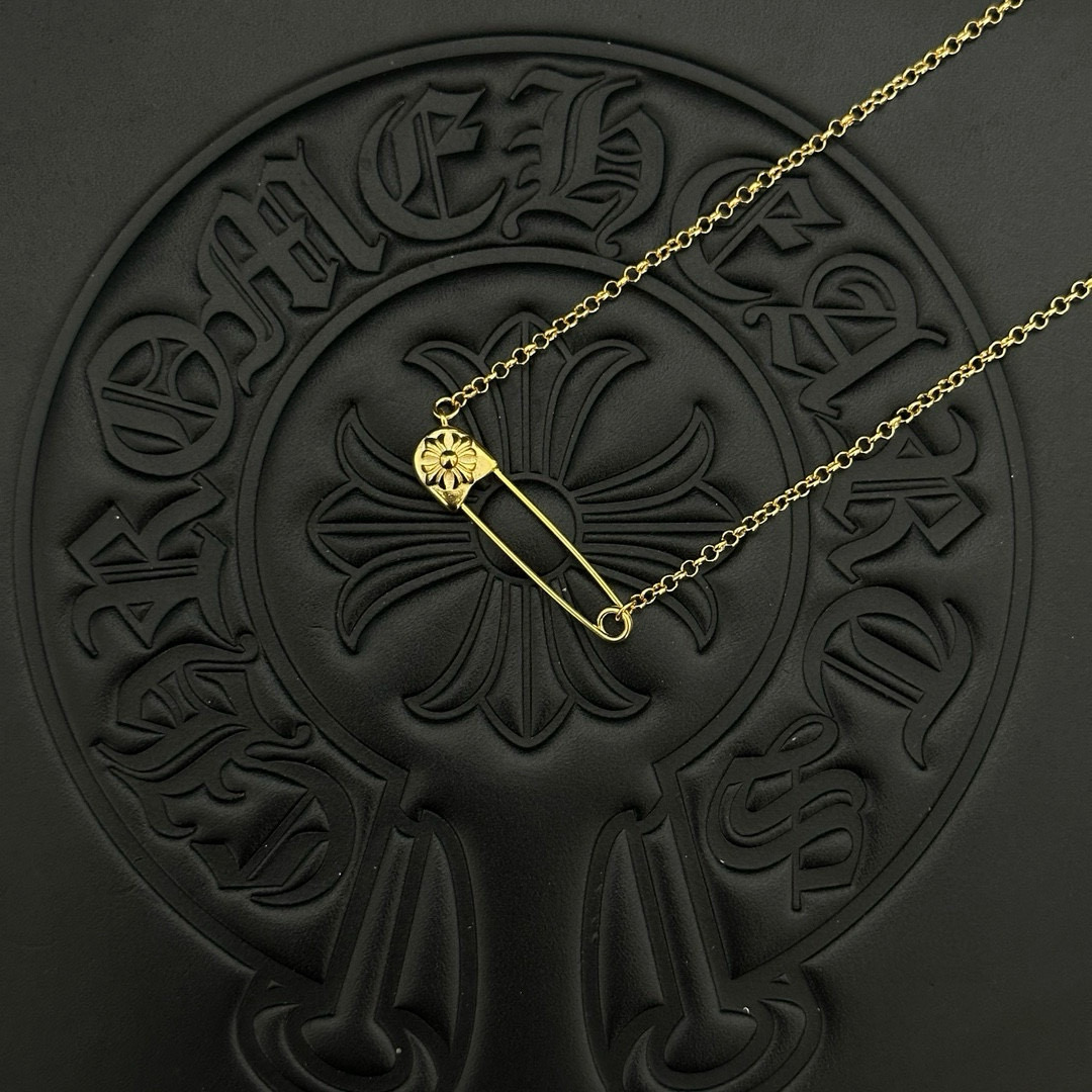 NO:556743,Open gold brooch necklace, a classic Crow Heart style!  High end quality!  Original reproduction!  Exclusive real shot!  , jewelry boutique, chrome hearts, necklace19860909开口金色别针项链 克罗心经典款！高端品质！原版复刻 ！独家实拍！,饰品精品,chrome hearts,necklace,Jewelry