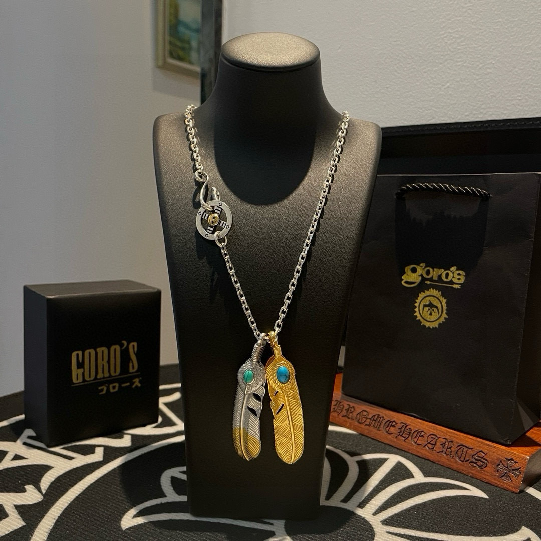 NO:589164,Batch of [new products on the shelves] Goro’s Goro Takahashi turquoise feather pendant, Takahashi classic necklace, top version, exclusive photo shoot, focusing on the high-end market, popular model on Kuaishou/ins/Xiaohongshu, absolutely different from the ordinary version!  The product details in the pictures are consistent with ZP!  Original production process, exquisite quality, purely handmade ~ Authentic mold opening, trendy and fashionable must-have, can be worn by both men and women, the same style for couples, rock punk Thai silver style, retro elements, trendy and versatile, the same style as the official website, boutique jewelry, necklace19860909批【新品上架】Goro’s高桥吾郎松石羽毛吊坠,高桥经典项链,顶级版本,认准独家拍摄,主攻高端市场 ,快手/ins/小红书热门款,绝对区别普通版本！图片产品细节与ZP一致！原版制作工艺 精工品质 纯手工打造 ～正品开模潮流时尚必备 男女均可佩戴 情侣款同款 摇滚朋克泰银风格 复古元素 潮流百搭 官网同款,饰品精品,necklace,Jewelry