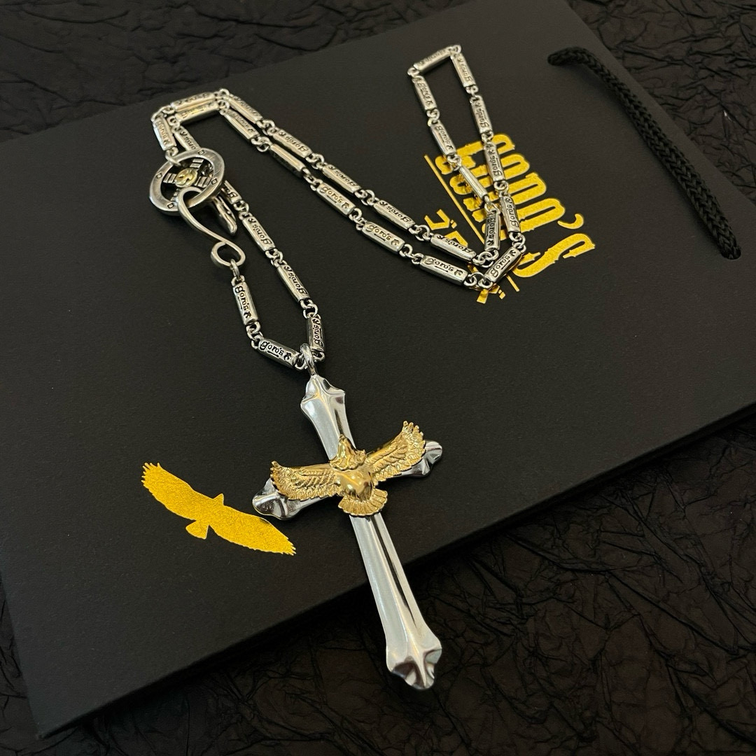 批💰150    【新品上架】Goro&rsquo;s高桥吾郎松十字架金鹰吊坠，高桥经典竹节项链，顶级版本，认准独家拍摄，主攻高端市场 ，快手/ins/小红书热门款，绝对区别普通版本！图片产品细节与ZP一致！原版制作工艺 精工品质 纯手工打造 ～正品开模💝潮流时尚必备 男女均可佩戴 情侣款同款 摇滚朋克泰银风格 复古元素 潮流百搭 官网同款❤️