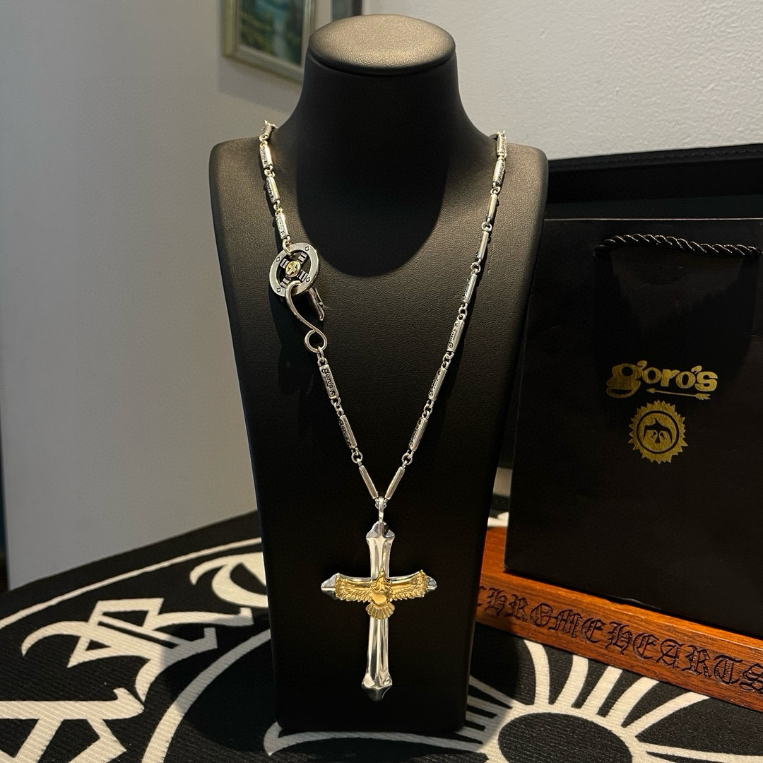 NO:603710,Batch [new products on the shelves] Goro’s Takahashi Wu Lang Song Cross Golden Eagle Pendant, Takahashi Classic Bamboo Necklace, top version, look for exclusive shooting, focus on high-end market, Kuaishou/ins/Xiaohongshu popular model, absolutely different from ordinary versions!  The product details in the pictures are consistent with ZP!  Original production process, exquisite quality, purely handmade ~ Authentic mold opening, trendy and fashionable must-have, can be worn by both men and women, the same style for couples, rock punk Thai silver style, retro elements, trendy and versatile, the same style as the official website, boutique jewelry, necklace19860909批【新品上架】Goro’s高桥吾郎松十字架金鹰吊坠,高桥经典竹节项链,顶级版本,认准独家拍摄,主攻高端市场 ,快手/ins/小红书热门款,绝对区别普通版本！图片产品细节与ZP一致！原版制作工艺 精工品质 纯手工打造 ～正品开模潮流时尚必备 男女均可佩戴 情侣款同款 摇滚朋克泰银风格 复古元素 潮流百搭 官网同款,饰品精品,necklace,Jewelry