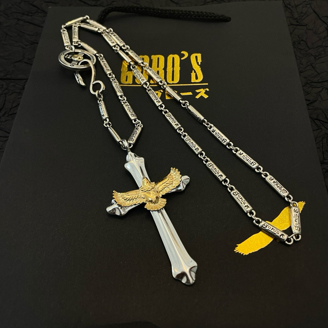 批💰150    【新品上架】Goro&rsquo;s高桥吾郎松十字架金鹰吊坠，高桥经典竹节项链，顶级版本，认准独家拍摄，主攻高端市场 ，快手/ins/小红书热门款，绝对区别普通版本！图片产品细节与ZP一致！原版制作工艺 精工品质 纯手工打造 ～正品开模💝潮流时尚必备 男女均可佩戴 情侣款同款 摇滚朋克泰银风格 复古元素 潮流百搭 官网同款❤️