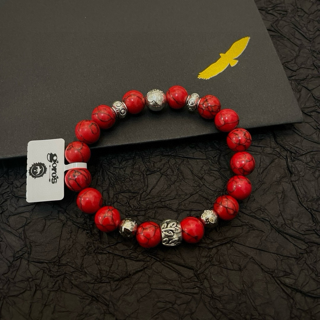 批💰145【新品上架】Goro&rsquo;s高桥吾郎红松石手串手链，顶级版本 认准独家拍摄 主攻高端市场 绝对区别普通版本！图片产品细节与ZP一致！原版制作工艺 精工品质 纯手工打造 ～正品开模💝潮流时尚必备 男女均可佩戴 情侣款同款 摇滚朋克泰银风格 复古元素 潮流百搭 官网同款❤️