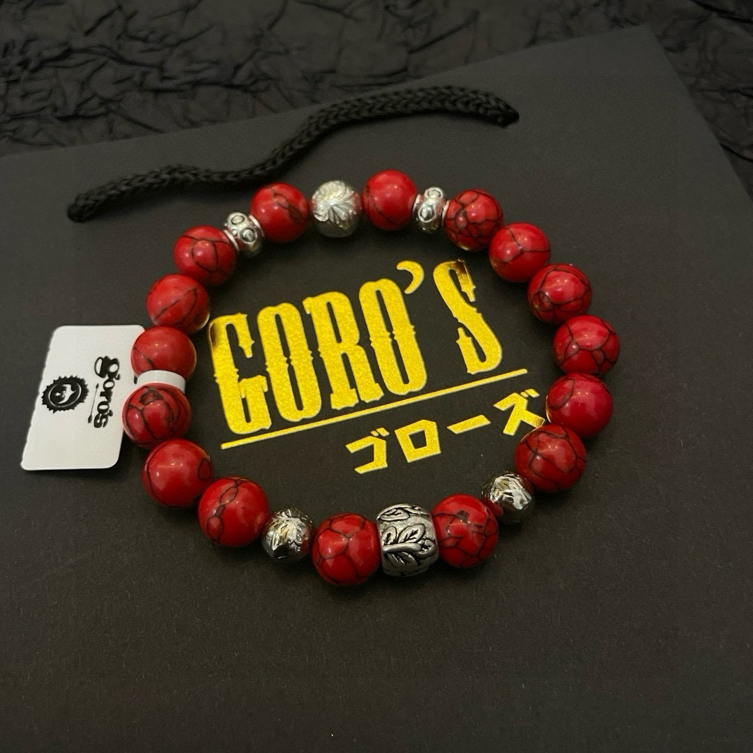 批💰145【新品上架】Goro&rsquo;s高桥吾郎红松石手串手链，顶级版本 认准独家拍摄 主攻高端市场 绝对区别普通版本！图片产品细节与ZP一致！原版制作工艺 精工品质 纯手工打造 ～正品开模💝潮流时尚必备 男女均可佩戴 情侣款同款 摇滚朋克泰银风格 复古元素 潮流百搭 官网同款❤️