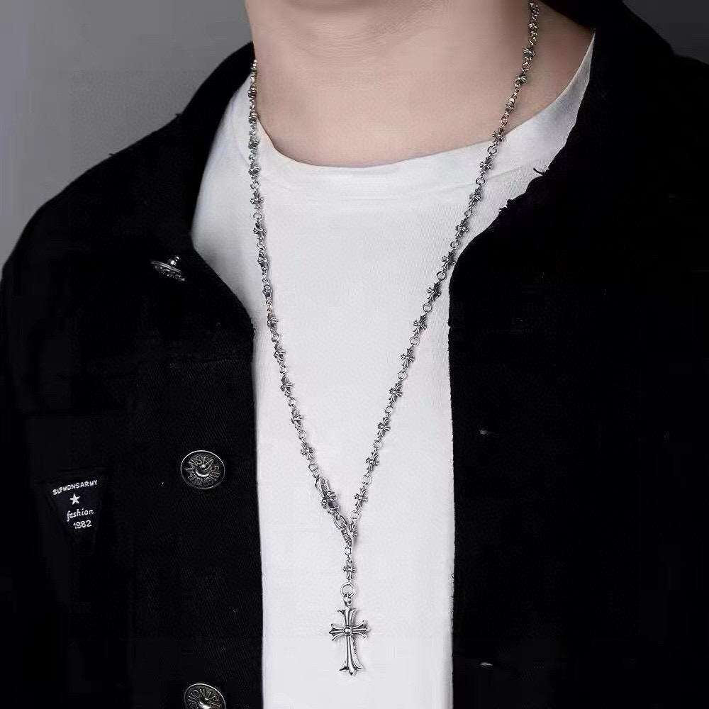 NO:604190,High version Chrome heart cross telescopic adjustable integrated chain, many Internet celebrity upper body styles, total length 65cm, fine jewelry, chrome hearts19860909高版本克罗心十字架伸缩调节一体链,众多网红上身款,总长65cm,,饰品精品,chrome hearts,Jewelry