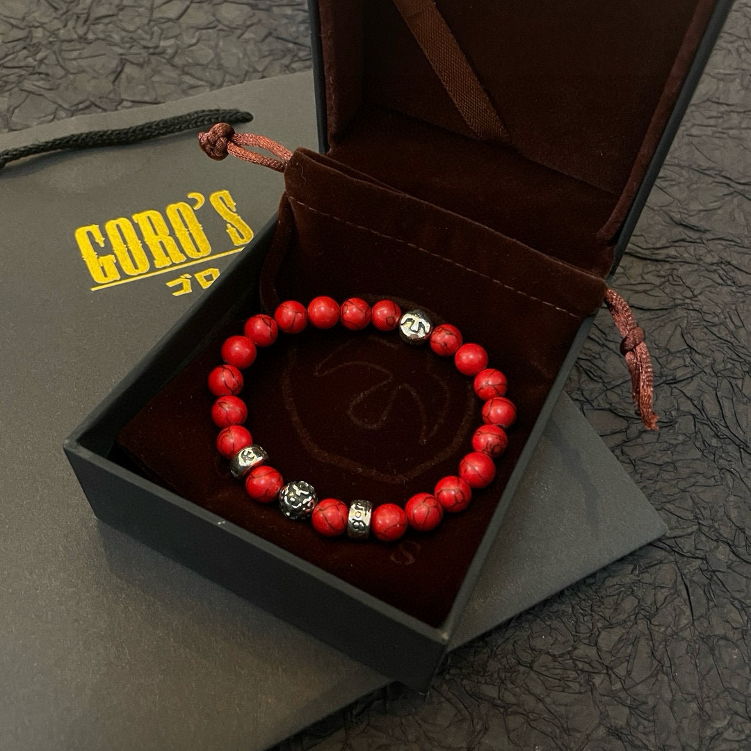 批💰145【新品上架】Goro&rsquo;s高桥吾郎红松石手串手链，顶级版本 认准独家拍摄 主攻高端市场 绝对区别普通版本！图片产品细节与ZP一致！原版制作工艺 精工品质 纯手工打造 ～正品开模💝潮流时尚必备 男女均可佩戴 情侣款同款 摇滚朋克泰银风格 复古元素 潮流百搭 官网同款❤️