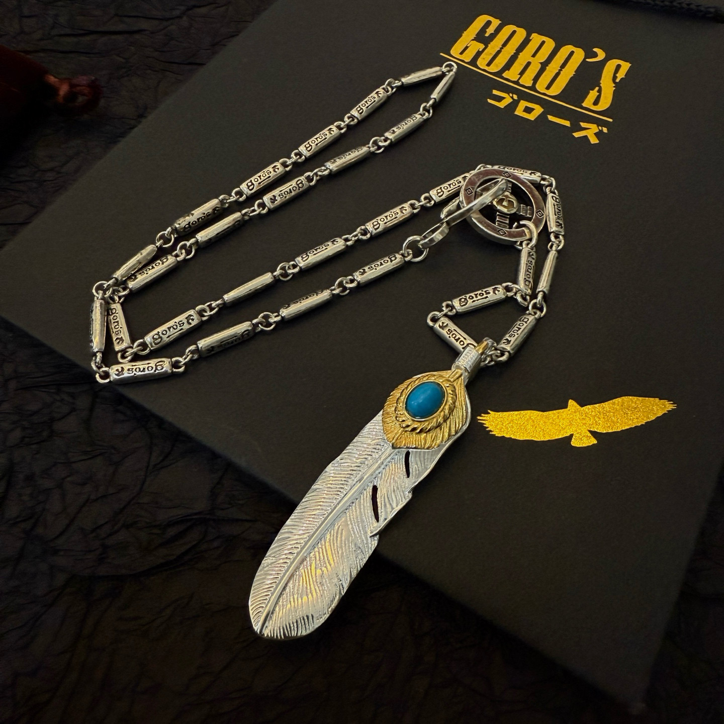 💰150【新品上架】Goro&rsquo;s高桥吾郎松石羽毛十字架吊坠，高桥经典字母项链，顶级版本，认准独家拍摄，主攻高端市场 ，快手/ins/小红书热门款，绝对区别普通版本！图片产品细节与ZP一致！原版制作工艺 精工品质 纯手工打造 ～正品开模💝潮流时尚必备 男女均可佩戴 情侣款同款 摇滚朋克泰银风格 复古元素 潮流百搭 官网同款❤️