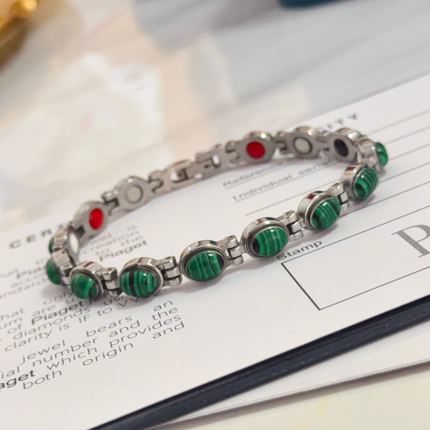 Piaget Possibly Limelight bracelet watch white gold case and bracelet, green stone accents, no visible dial 0mm Women's Quartz