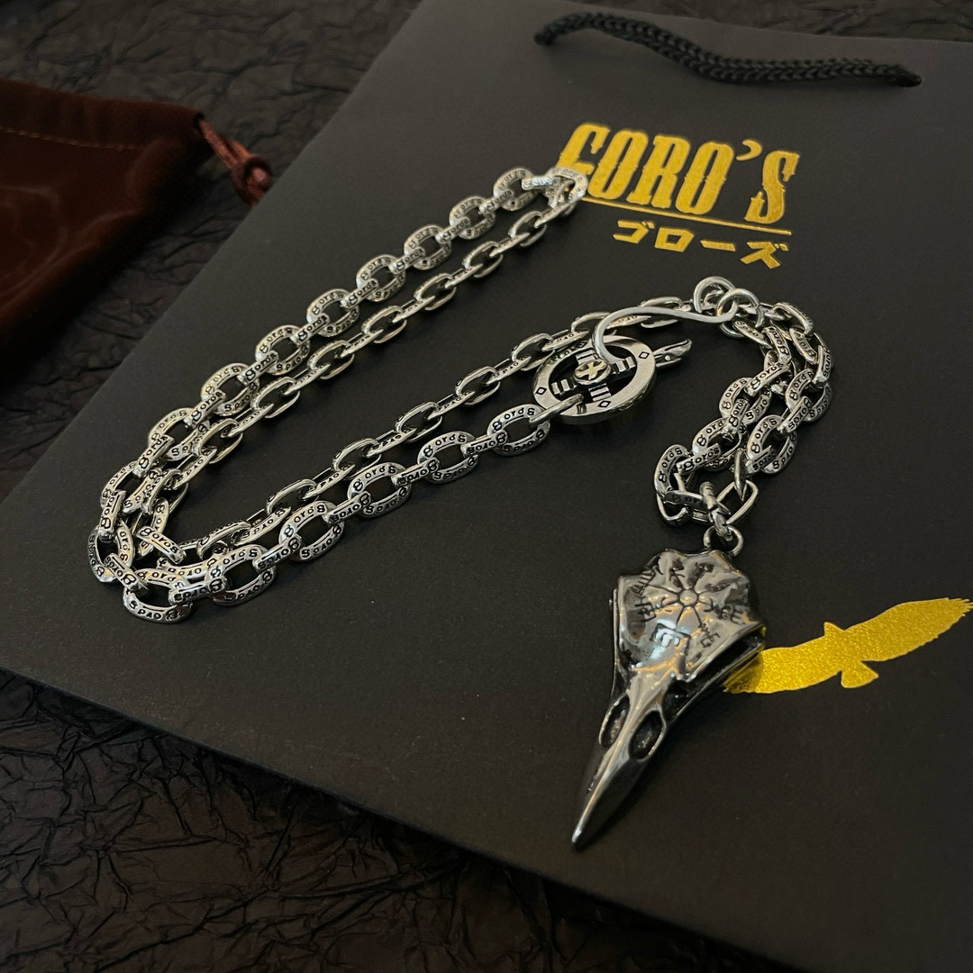 Goro's 新品上架Goro’s高桥吾郎 环扣松石字母项链 鸟头吊坠
