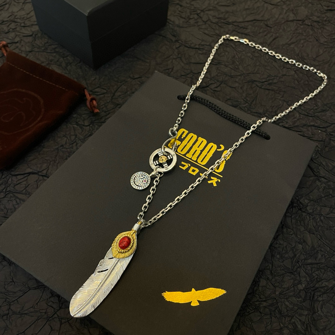 Goro's 新品上架Goro’s高桥吾郎红松石羽毛吊坠 高桥 项链 认准独家拍摄 主攻高端市场