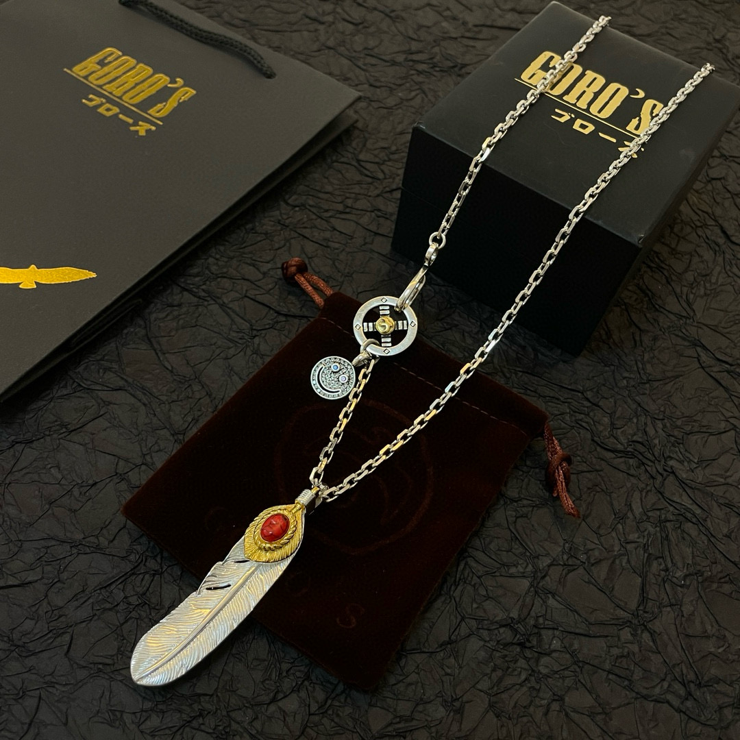 Goro's 新品上架Goro’s高桥吾郎红松石羽毛吊坠 高桥 项链 认准独家拍摄 主攻高端市场