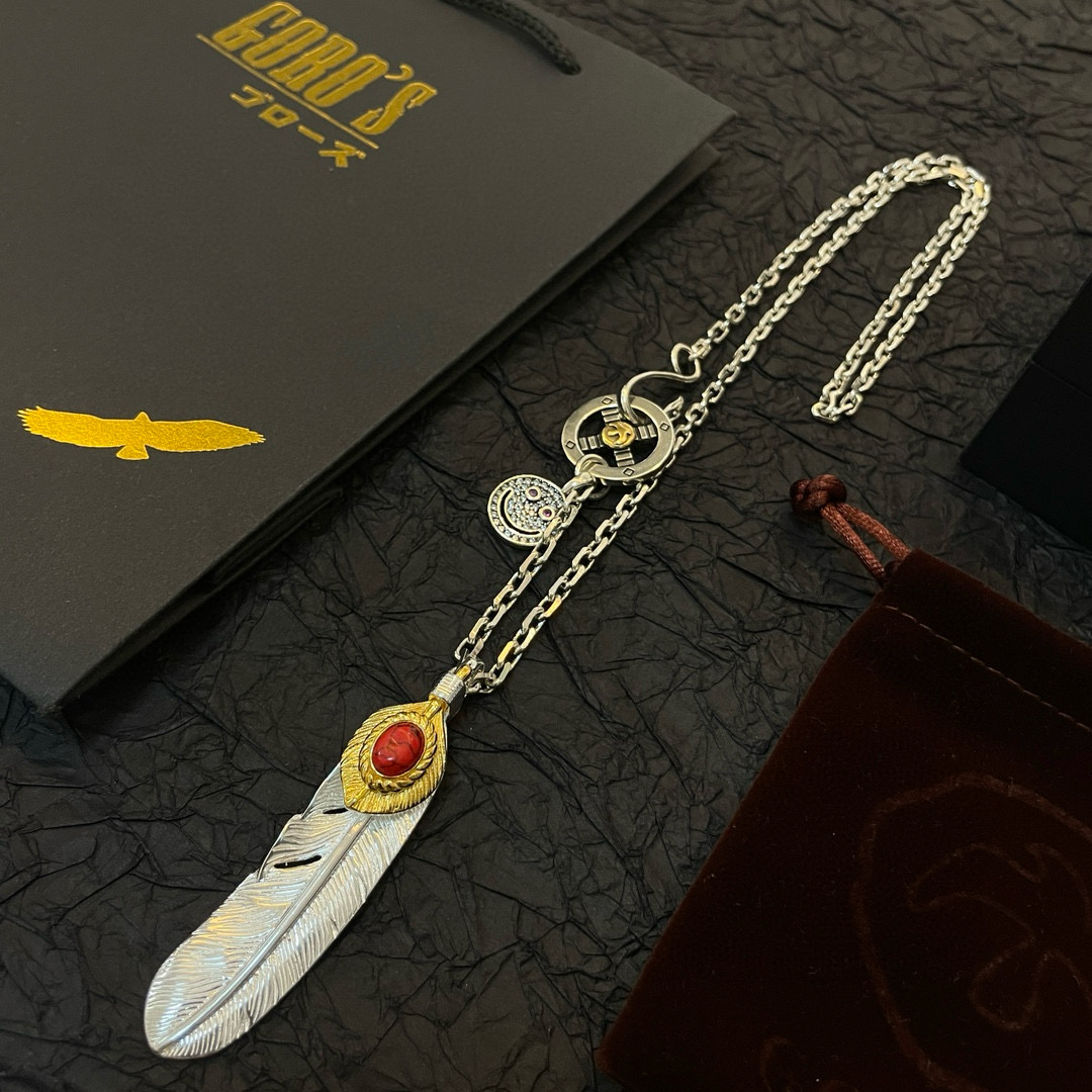Goro's 新品上架Goro’s高桥吾郎红松石羽毛吊坠 高桥 项链 认准独家拍摄 主攻高端市场