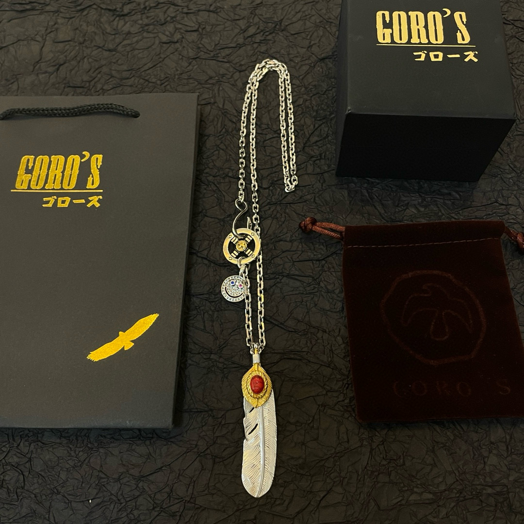 Goro's 新品上架Goro’s高桥吾郎红松石羽毛吊坠 高桥 项链 认准独家拍摄 主攻高端市场