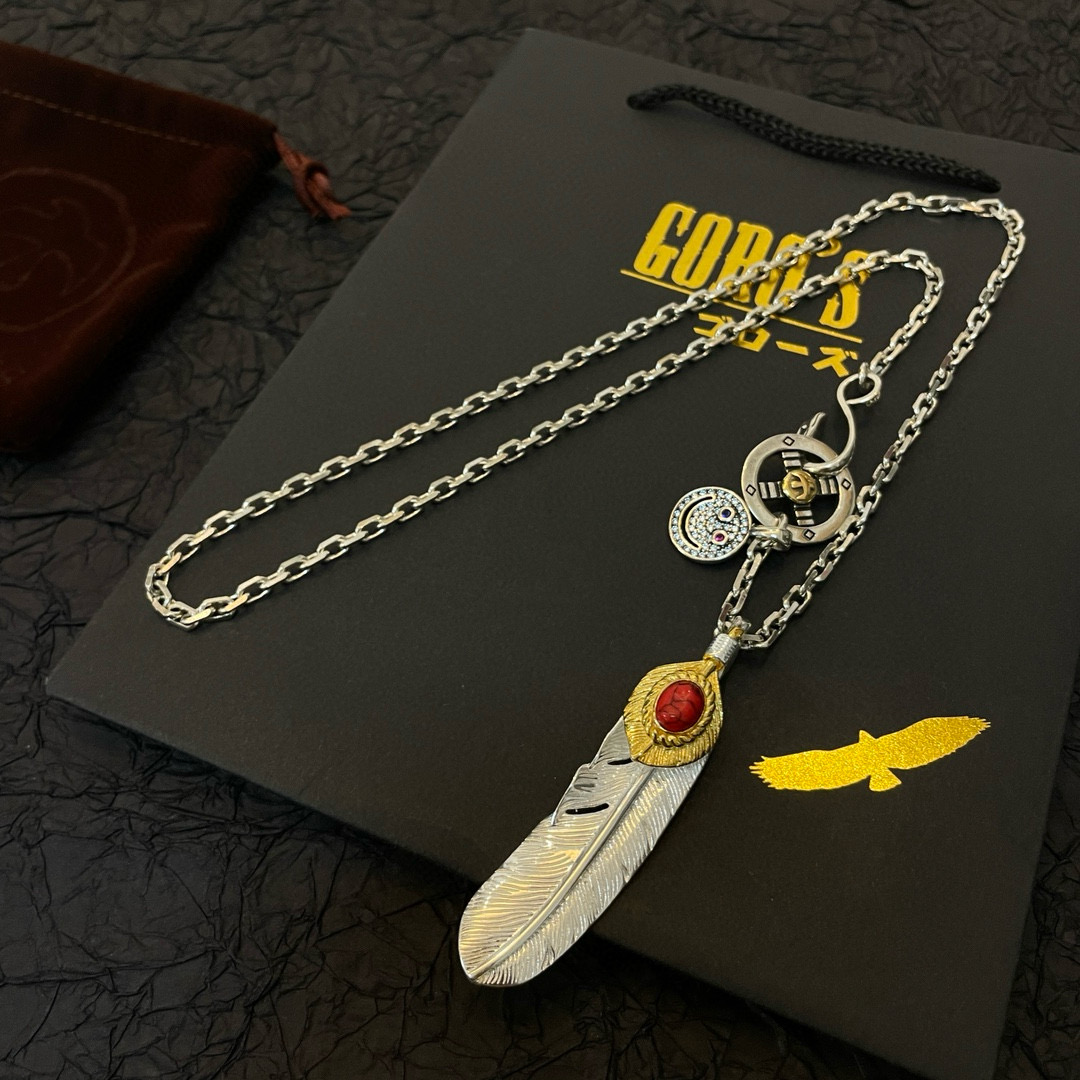 Goro's 新品上架Goro’s高桥吾郎红松石羽毛吊坠 高桥 项链 认准独家拍摄 主攻高端市场