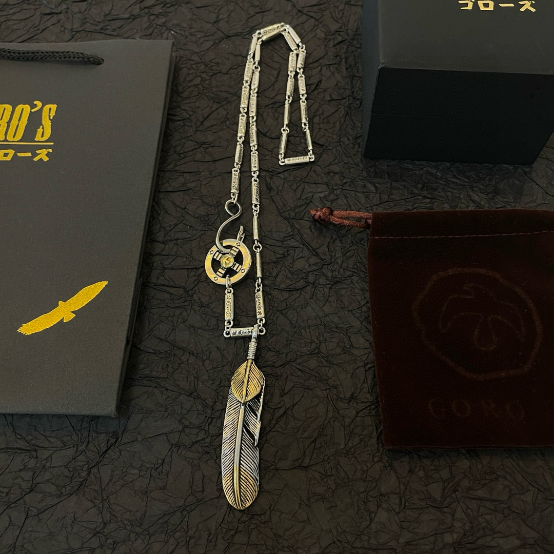 Goro's 新品上架Goro’s高桥吾郎点金羽毛吊坠 高桥 竹节字母项链 认准独家拍摄 主攻高端市场