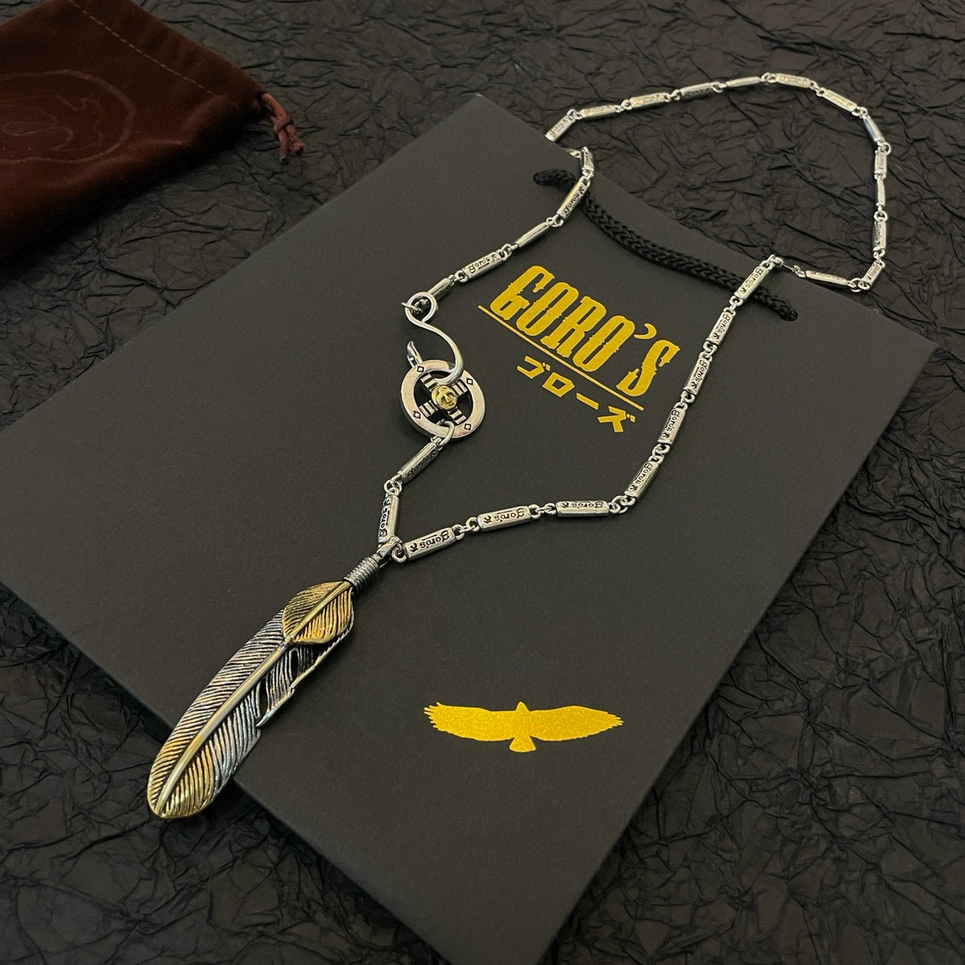 Goro's 新品上架Goro’s高桥吾郎点金羽毛吊坠 高桥 竹节字母项链 认准独家拍摄 主攻高端市场