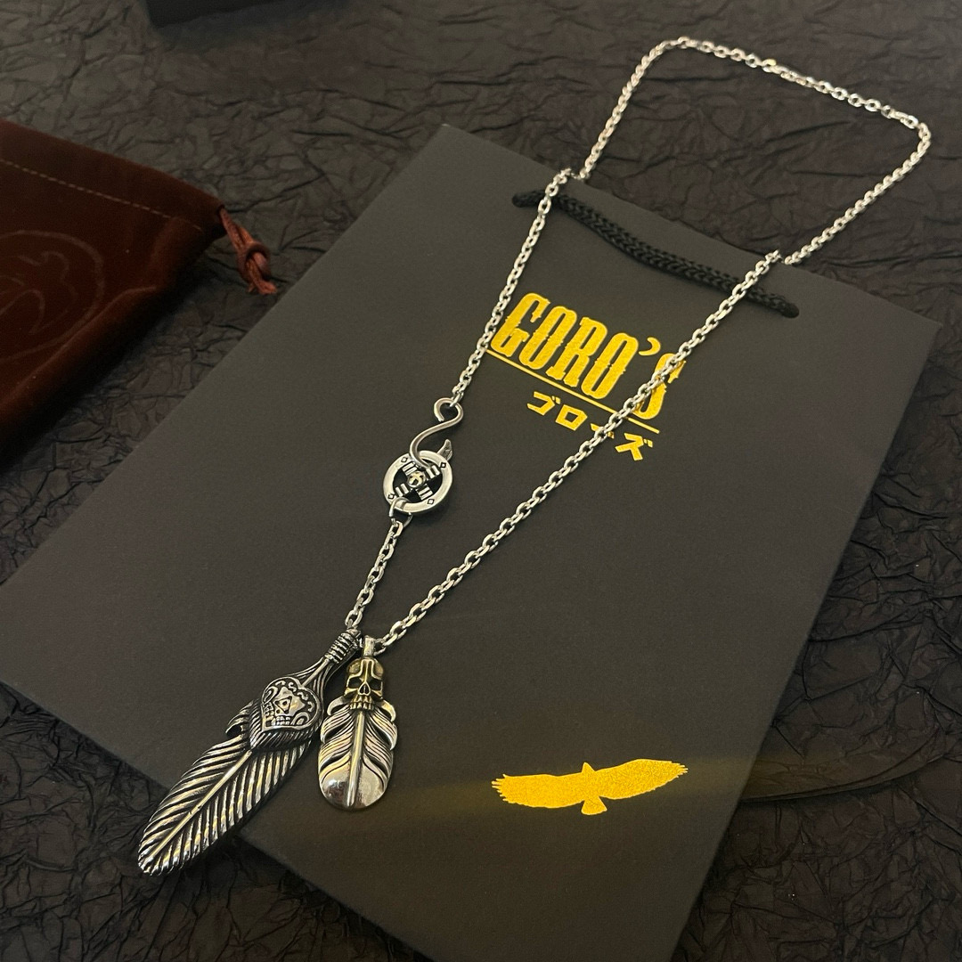 Goro's 新品上架Goro’s高桥吾郎骷髅头羽毛吊坠 高桥 项链 认准独家拍摄 主攻高端市场