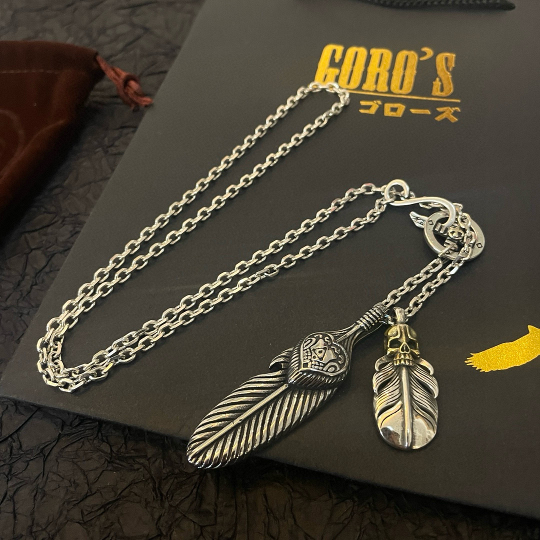 Goro's 新品上架Goro’s高桥吾郎骷髅头羽毛吊坠 高桥 项链 认准独家拍摄 主攻高端市场
